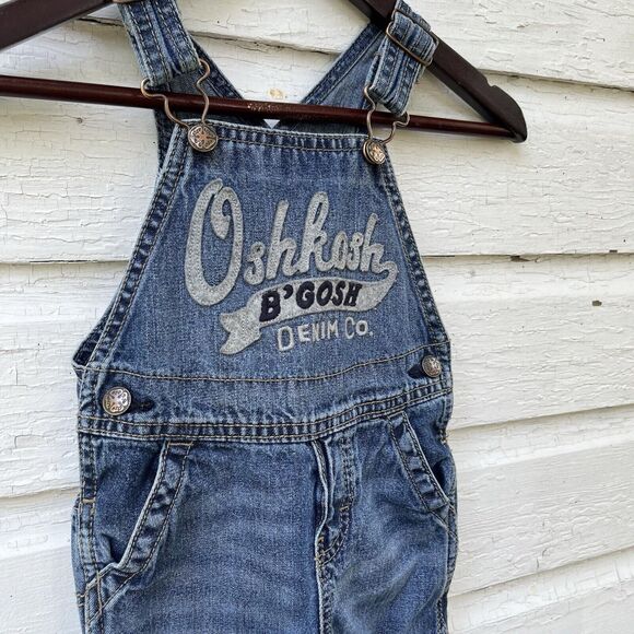 OshKosh B'Gosh Denim Overalls Baby Boy Reverse Logo Bib Vestbak- Size 12M - Picture 8 of 8